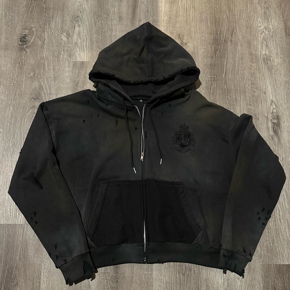 Passion Luxury Black Hooded Sweatshirt with Embroidered Logo